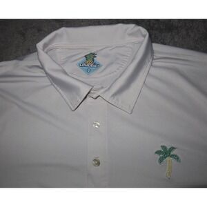 Chubbies Men's SZ XL Performance Polo White Palm Tree Patch Short Sleeve Shirt